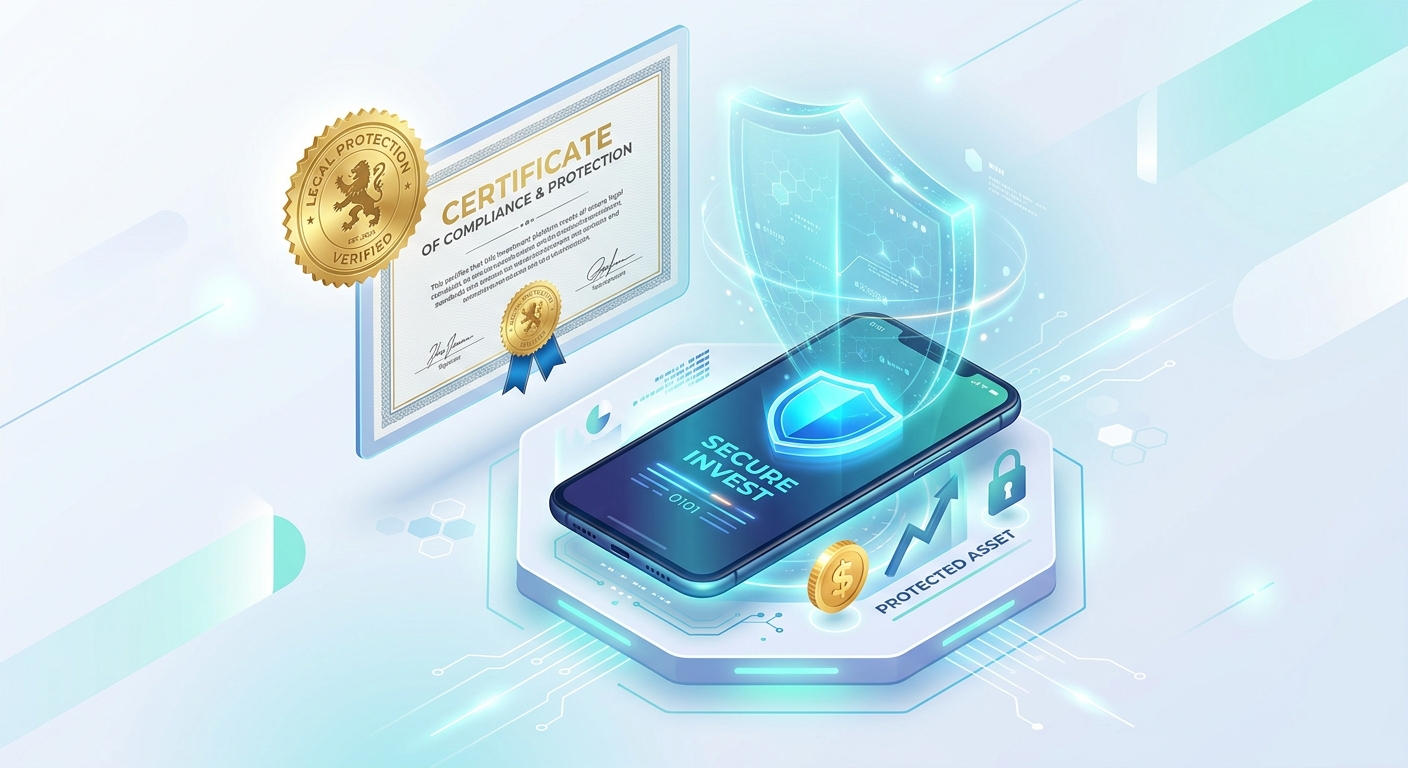 3D ілюстрація смартфона із захищеною іконкою мобільного додатка та юридичним свідоцтвом про реєстрацію ТМ.