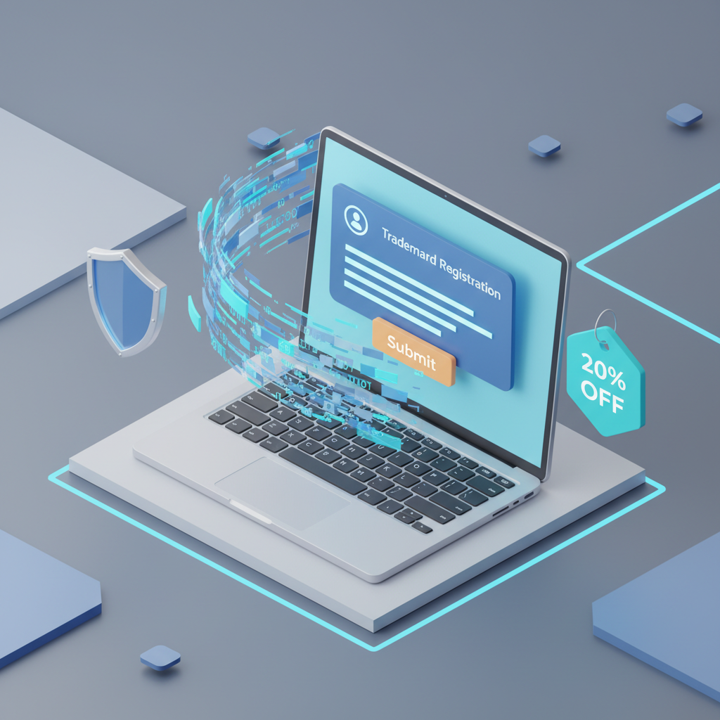 Modern illustration of the remote document submission process via an electronic system with an emphasis on speed and savings