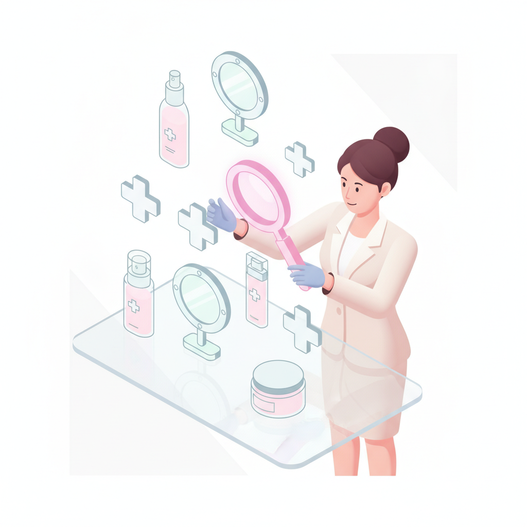 Isometric illustration representing the classification of trademarks for the beauty industry