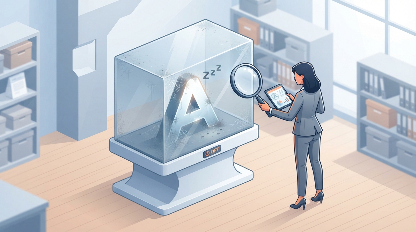 Isometric illustration symbolizing the cancellation of a trademark due to its prolonged non-use.